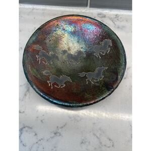 Ben Diller Iridescent Equestrian Horses Artisan Signed Matte Trinket/Wall Decor